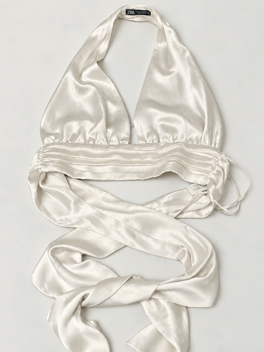 Zara Satin Halter Wrap Top